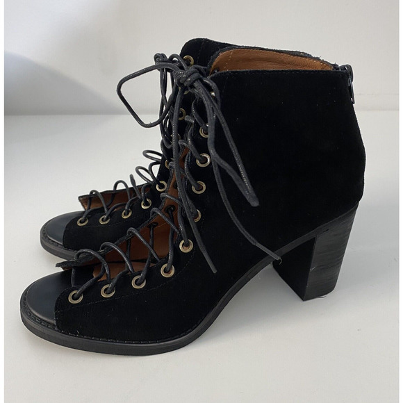 Jeffrey Campbell Cors Lace Up Bootie Sandal Black Suede Corset Open Toe … - Picture 4 of 7